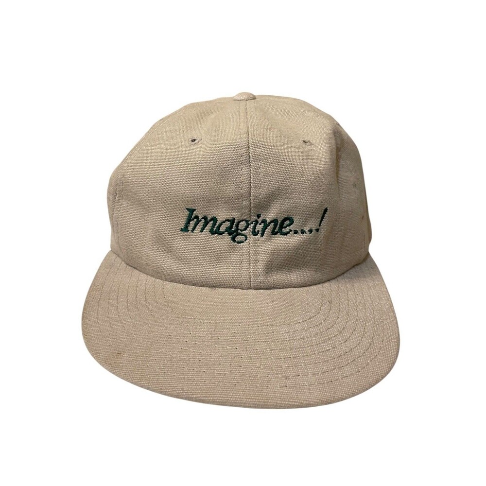 Vintage 80s 90s Imagine…! Beige Embroidered Strapback Cotton Cap One Size